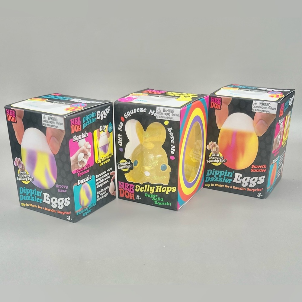 NEEDOH Jelly Hops Scented Yellow Bunny & 2 Dippin’ Dazzler Color Changing Eggs - Picture 2 of 11